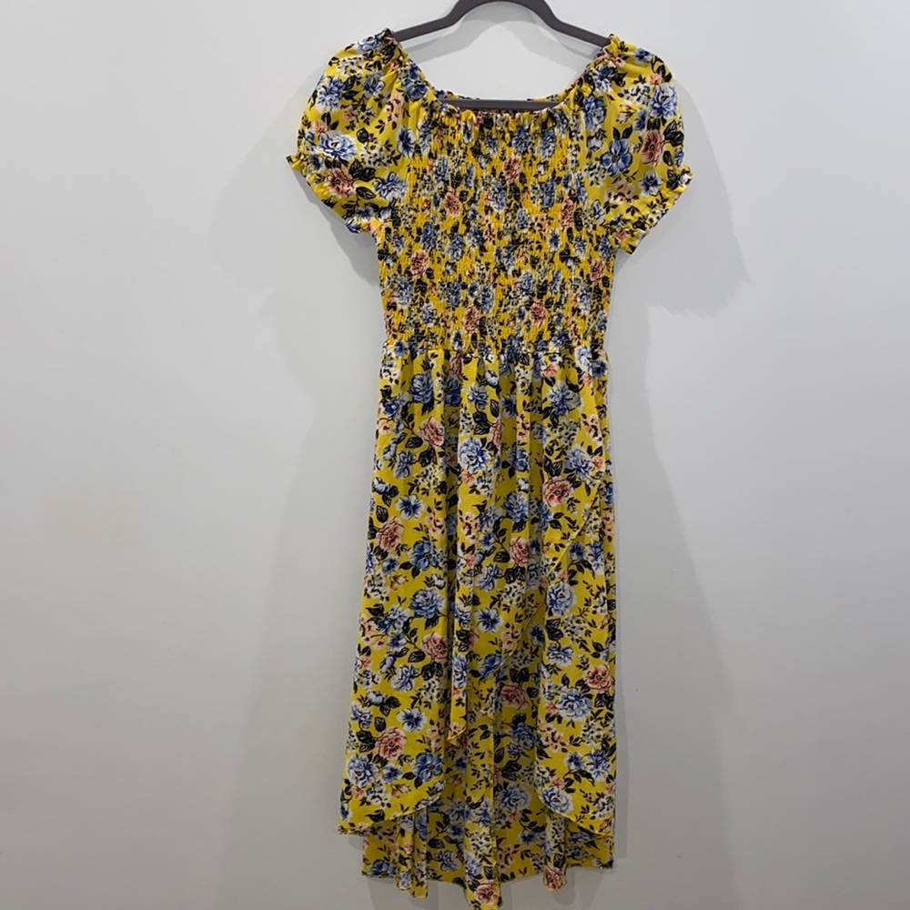Knitworks Girls Yellow floral summer dress size 16 GUC